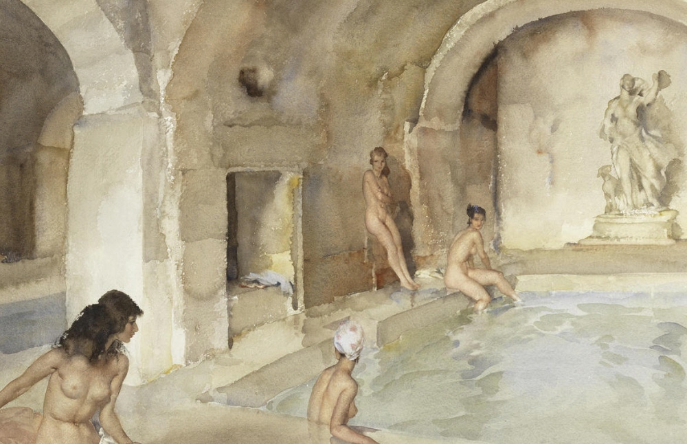 russell flint watercolour, Diana's Secret Vault, Languedoc