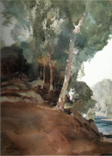 russell flint river Gard, Languedoc, watercolour,